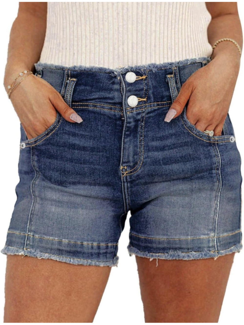 Flamingals Women's Jean Shorts Mid Rise Stretch Denim Shorts S